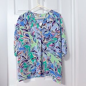 Pixi and Ivy Leaf Print Women's Top Sz L